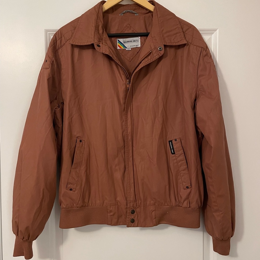 Members Only Rust Orange Brown Bomber Jacket size 44